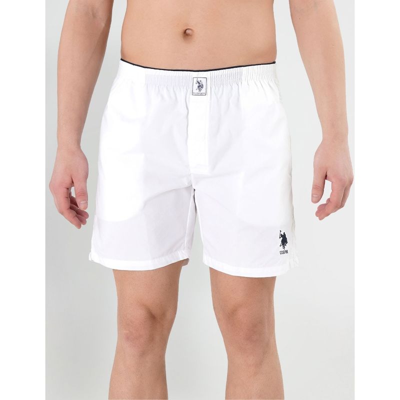 U.S. POLO ASSN. I108 Comfort Fit Solid White Cotton Boxers White (M)