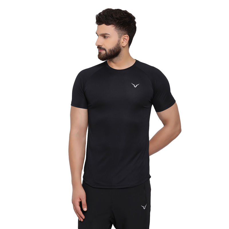 INVINCIBLE Black Mens Scoop Round Neck T-Shirt (M)