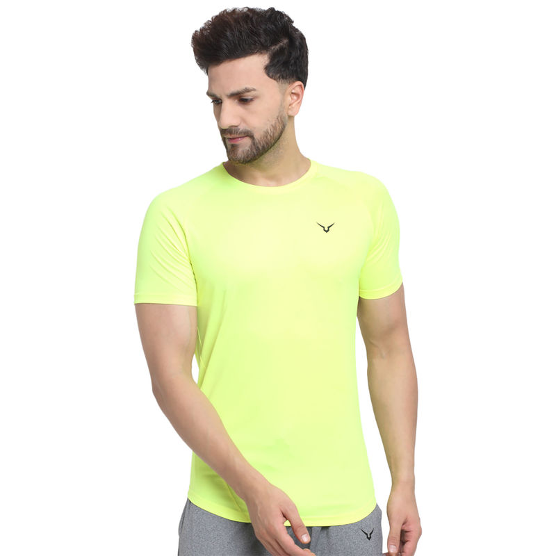 INVINCIBLE Neon Yellow Mens Scoop Round Neck T-Shirt (S)