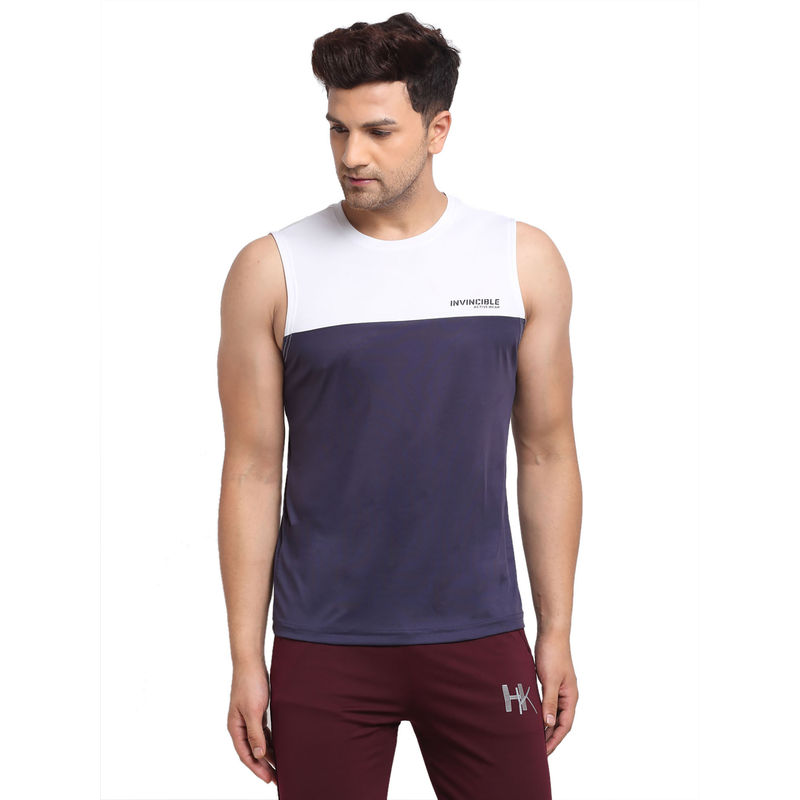 INVINCIBLE Navy Blue White Mens Structured Vest (S)
