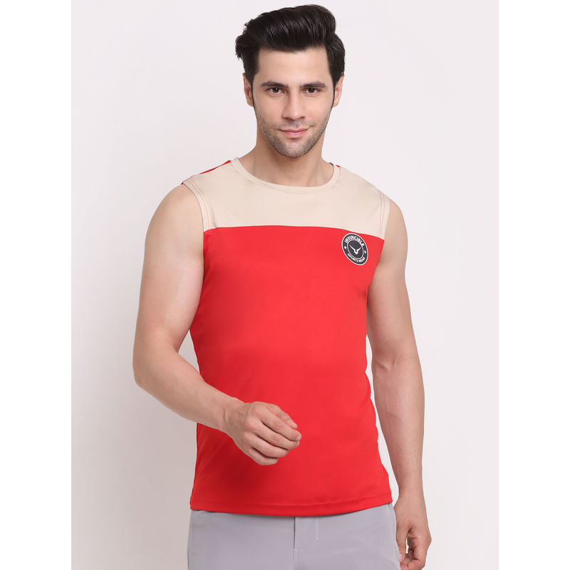 INVINCIBLE Red Mens Color Block Sleeveless Tank (M)