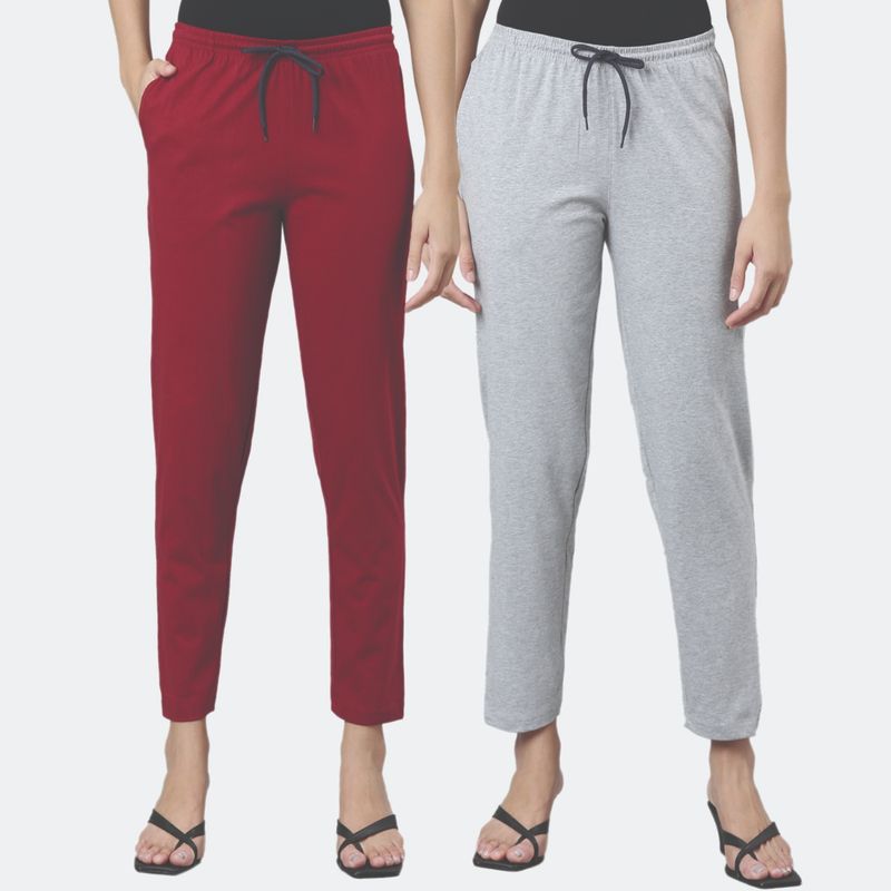 Kryptic Women Mid-Rise Pure Cotton Lounge Pants (Pack of 2) (M)