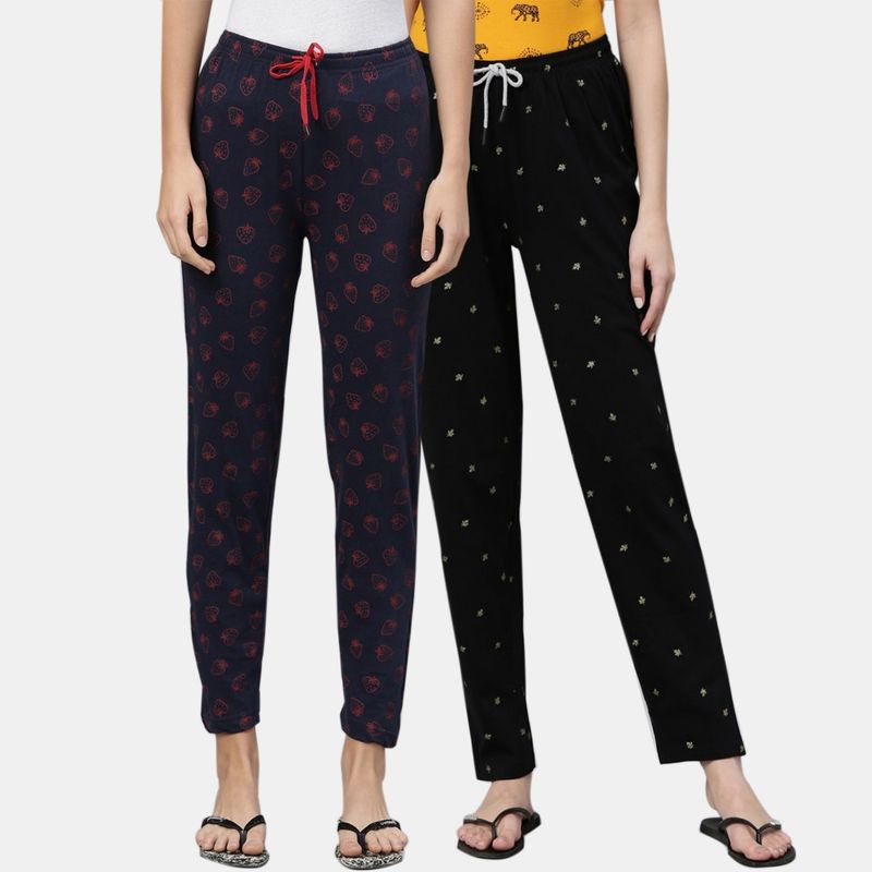 Kryptic Women Printed Pure Cotton Lounge Pants (Pack of 2) (S)