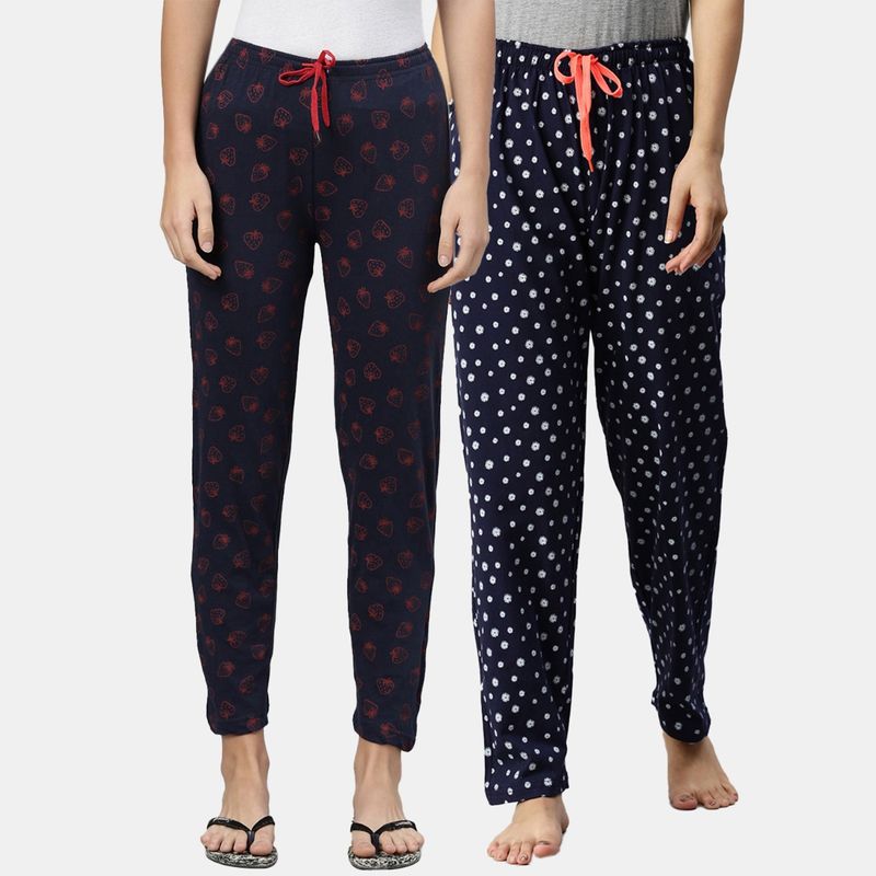 Kryptic Women Printed Pure Cotton Lounge Pants (Pack of 2) (L)