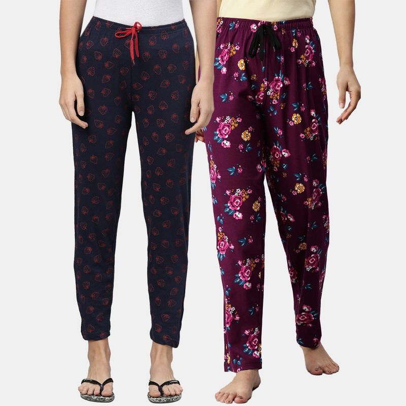 Kryptic Women Printed Pure Cotton Lounge Pants (Pack of 2) (S)
