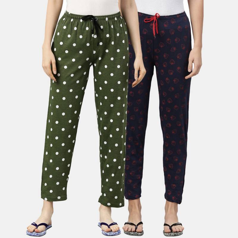 Kryptic Women Printed Pure Cotton Lounge Pants (Pack of 2) (S)