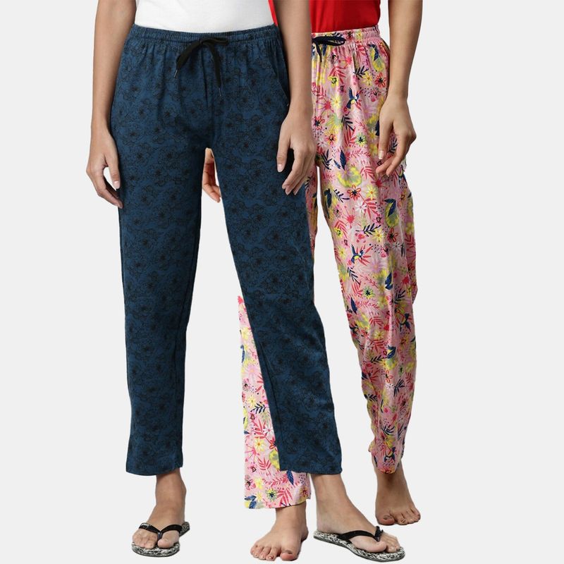 Kryptic Women Printed Pure Cotton Lounge Pants (Pack of 2) (S)