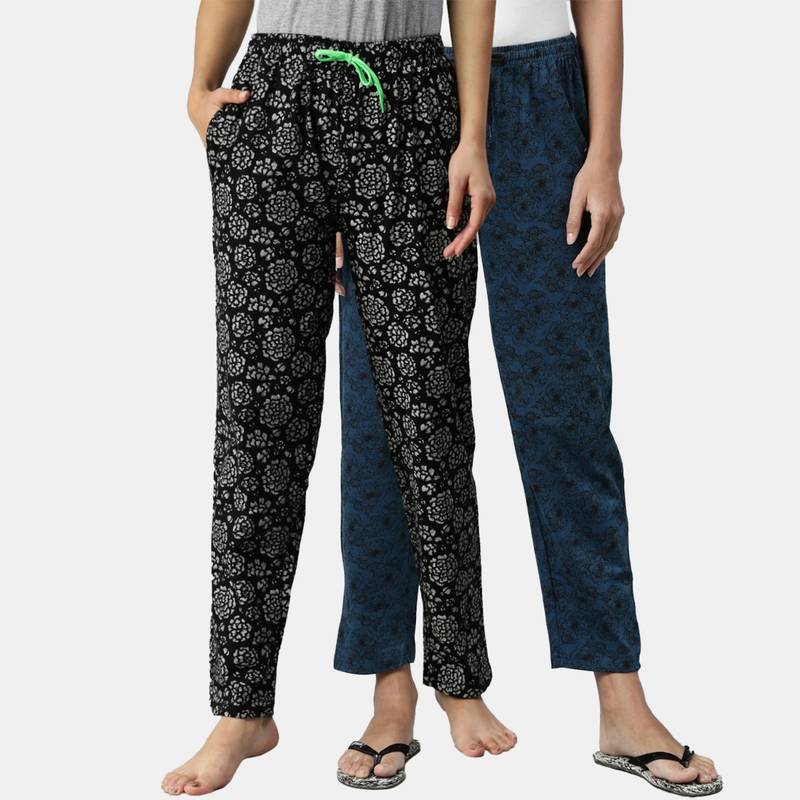 Kryptic Women Printed Pure Cotton Lounge Pants (Pack of 2) (S)