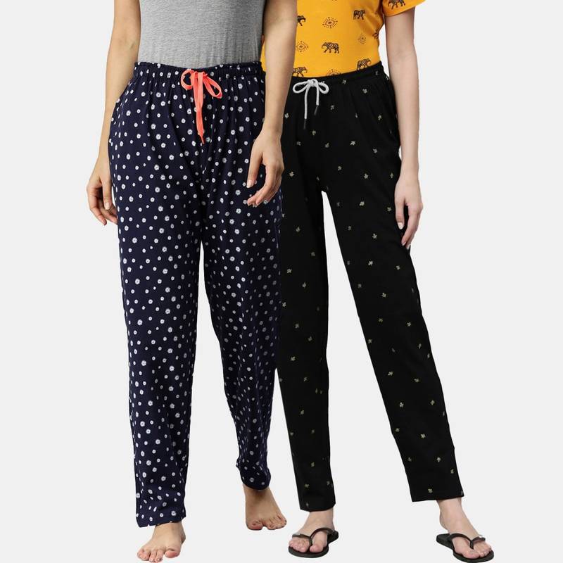 Kryptic Women Printed Pure Cotton Lounge Pants (Pack of 2) (S)