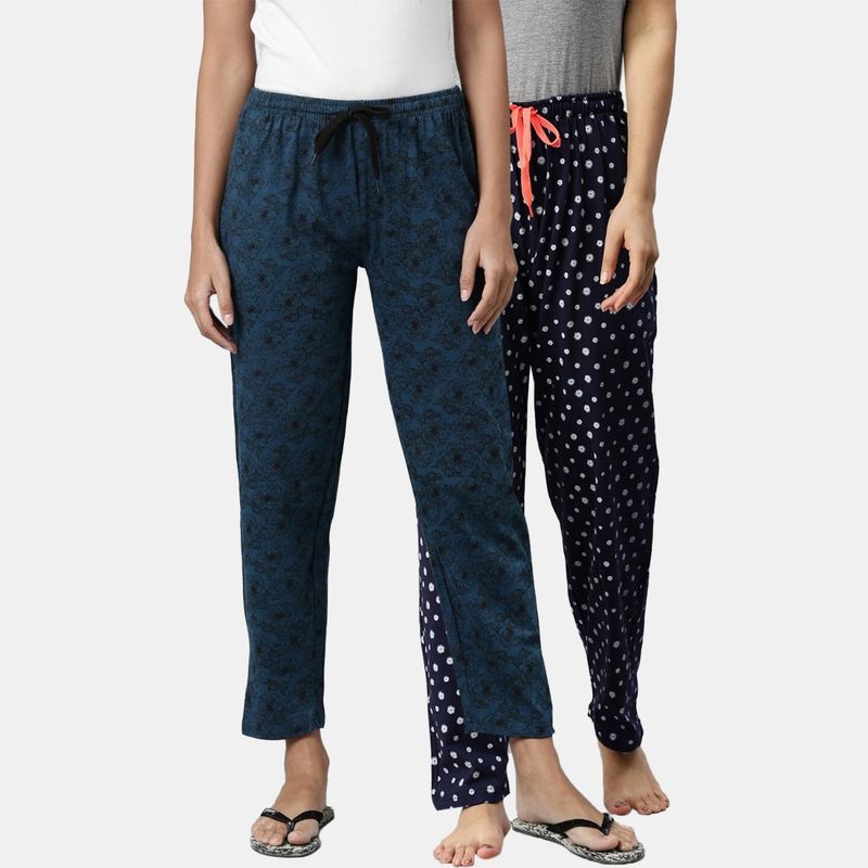 Kryptic Women Printed Pure Cotton Lounge Pants (Pack of 2) (L)