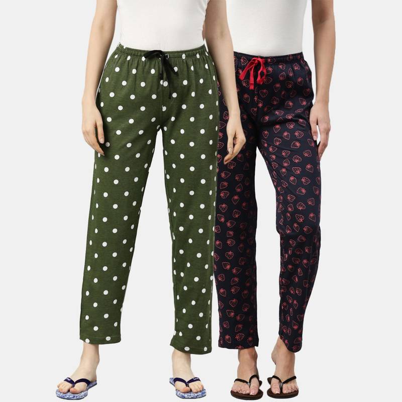 Kryptic Women Printed Pure Cotton Lounge Pants (Pack of 2) (S)