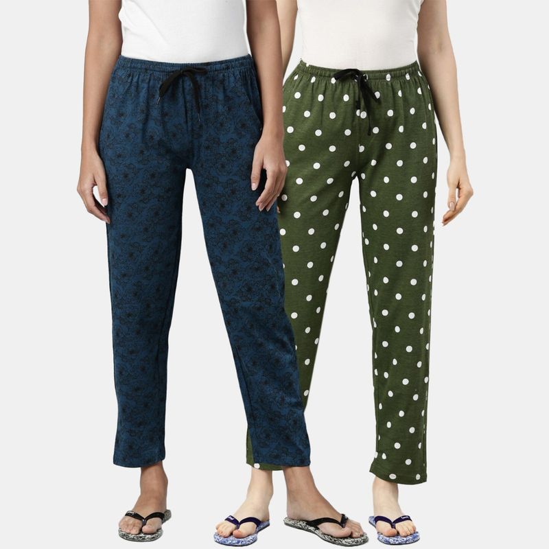 Kryptic Women Printed Pure Cotton Lounge Pants (Pack of 2) (M)
