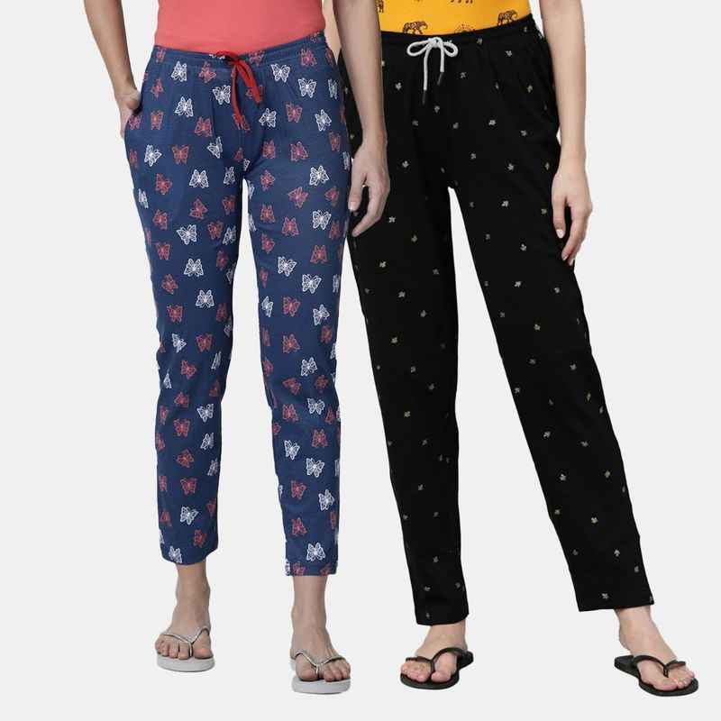 Kryptic Women Printed Pure Cotton Lounge Pants (Pack of 2) (S)
