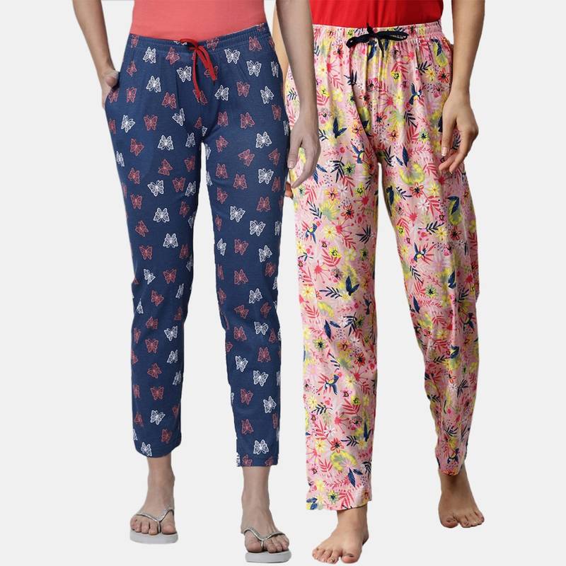 Kryptic Women Printed Pure Cotton Lounge Pants (Pack of 2) (S)