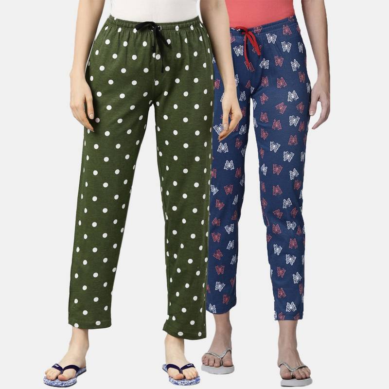 Kryptic Women Printed Pure Cotton Lounge Pants (Pack of 2) (S)