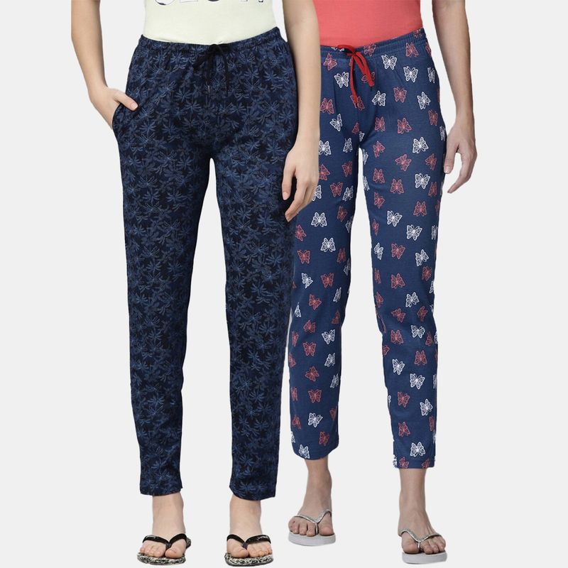 Kryptic Women Printed Pure Cotton Lounge Pants (Pack of 2) (S)
