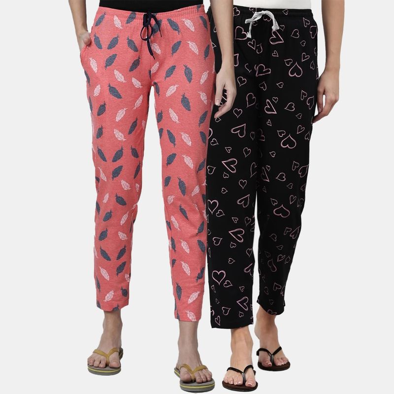 Kryptic Women Printed Pure Cotton Lounge Pants (Pack of 2) (S)