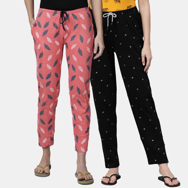 Kryptic Women Printed Pure Cotton Lounge Pants (Pack of 2) (S)