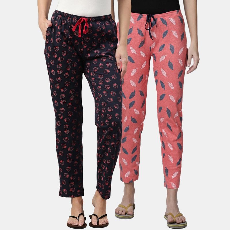 Kryptic Women Printed Pure Cotton Lounge Pants (Pack of 2) (S)