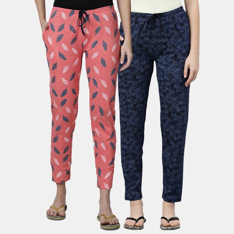 Kryptic Women Printed Pure Cotton Lounge Pants (Pack of 2) (S)