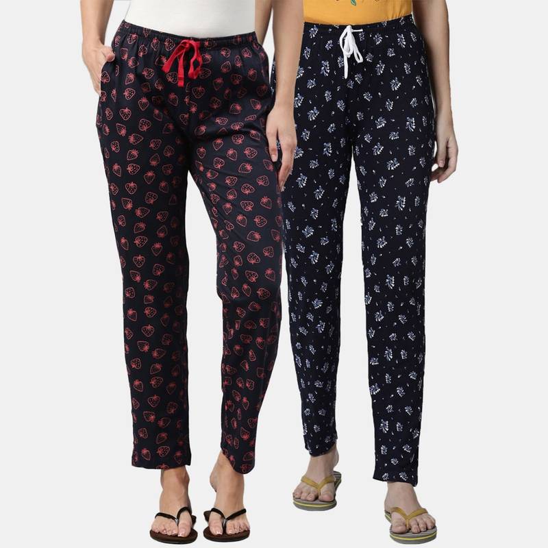 Kryptic Women Printed Pure Cotton Lounge Pants (Pack of 2) (S)