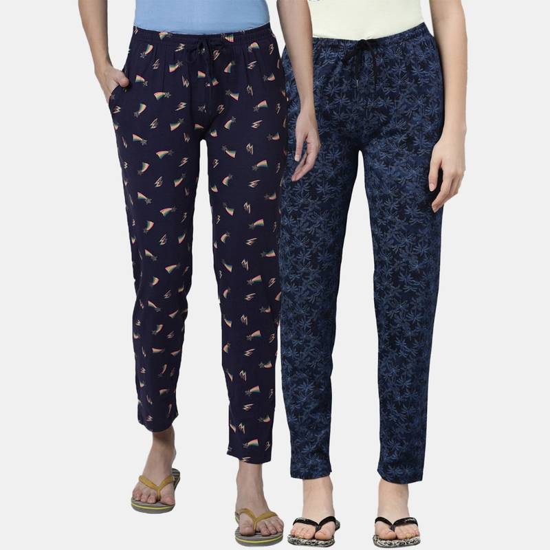 Kryptic Women Printed Pure Cotton Lounge Pants (Pack of 2) (S)