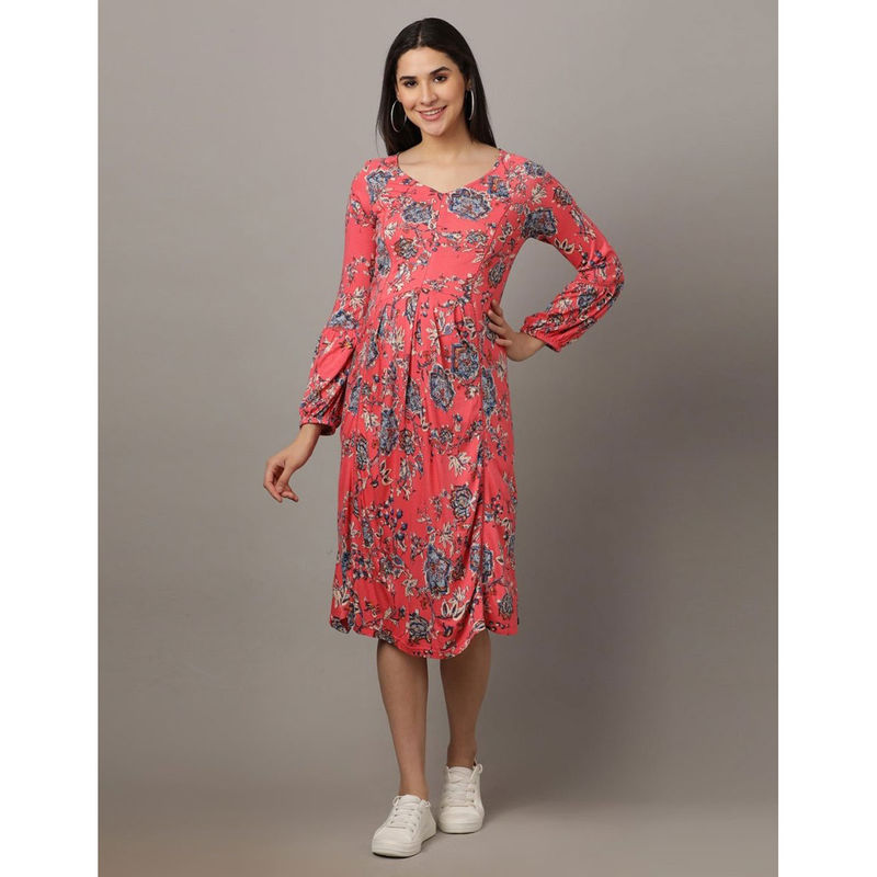 The Mom Store Miami Pink Lace Maternity Dress With Nursing (L)