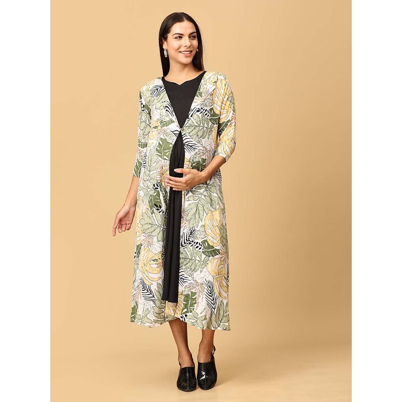 The Mom Store Sage Serenity Maternity Shacket With Dress Multi-Color (Set of 2) (S)