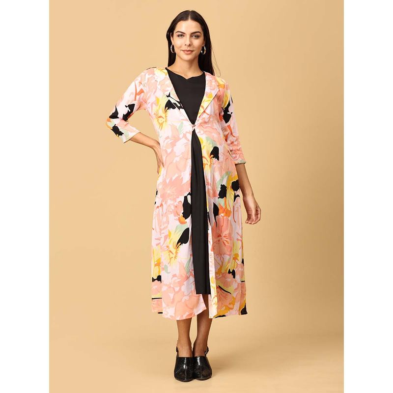 The Mom Store Peony Perfection Maternity Shacket with Dress Multi-Color (Set of 2) (S)