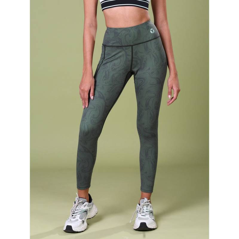 Technosport Women Printed Skinny Fit Sports Tights with Elasto Plus (S)