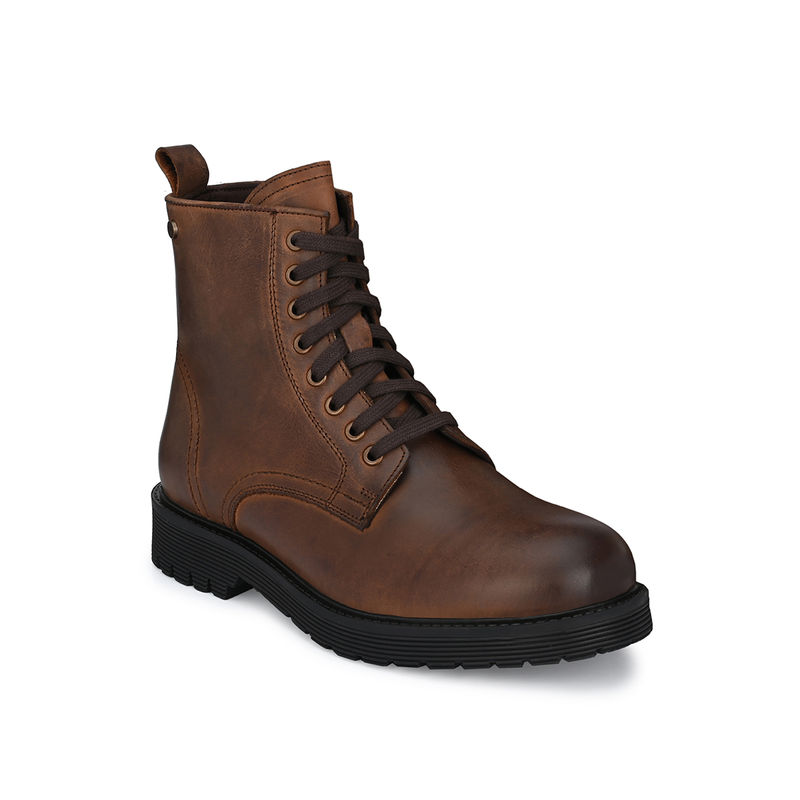 Delize Solid Brown Lace-Up Derby Boots (UK 8)