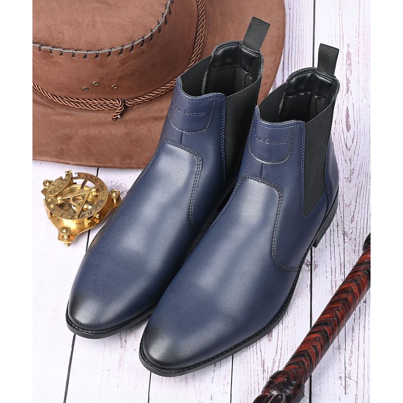 Louis Stitch Ankle Boots Mens Shoes Shoe Blue Leather Chelsea