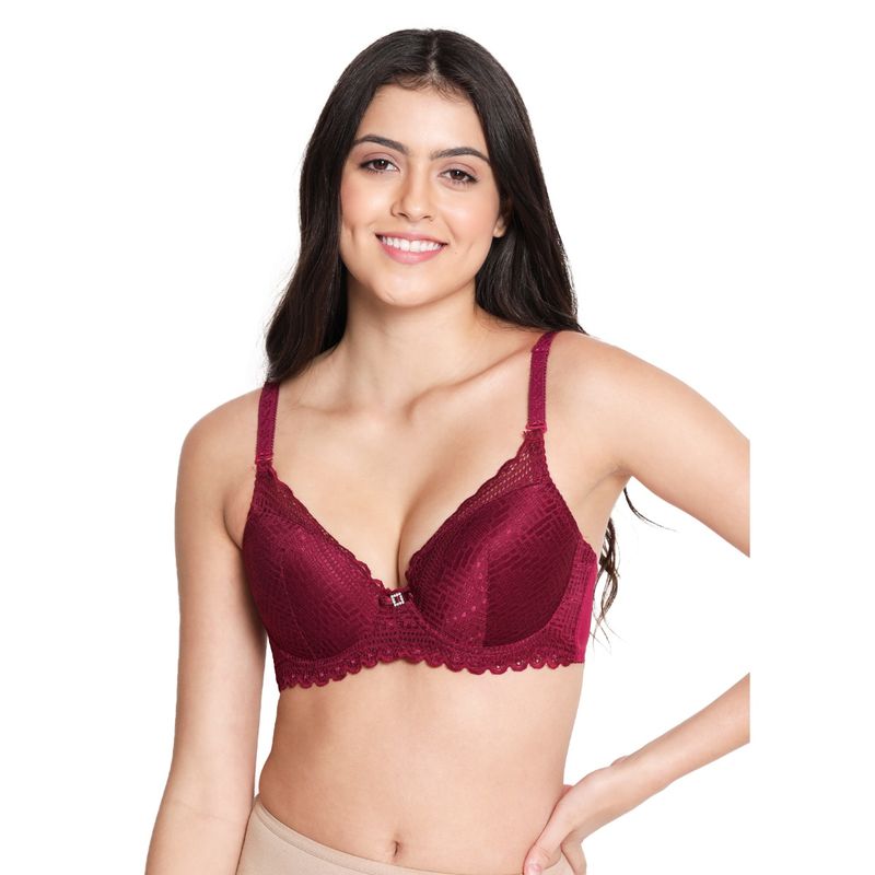 Shyaway Susie 3/4th Coverage Underwired Full Lace Padded Bra- Red (32C)