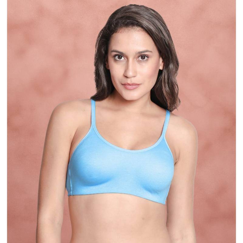 Shyaway Susie Everyday Wirefree Full Coverage Non-Padded Moulded Bra-Blue (34DD)