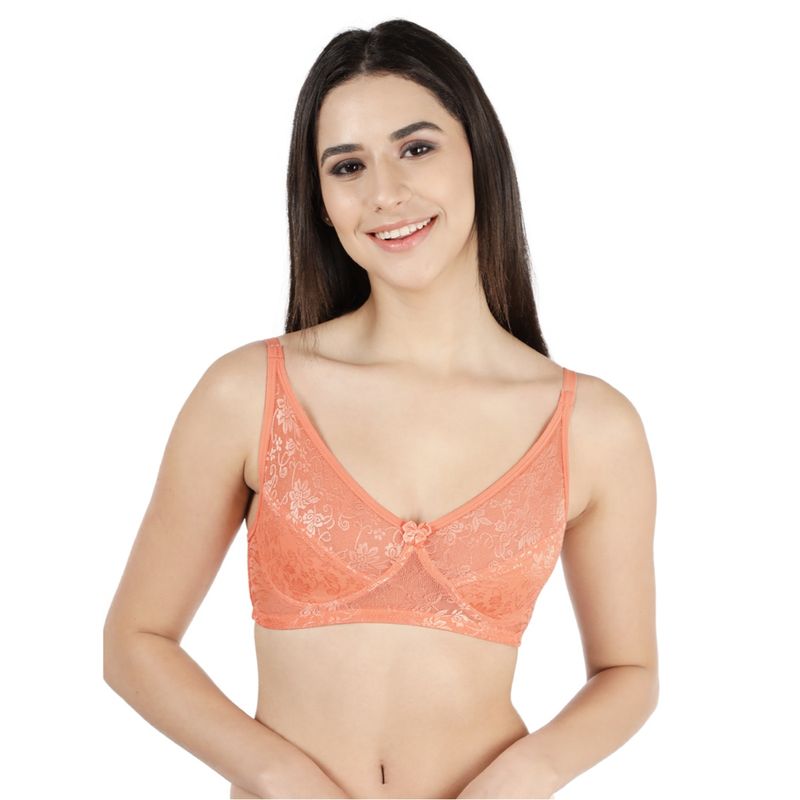 Shyaway Susie Womens Peach Parfait Non Padded Wirefree Lace Bra (32B)