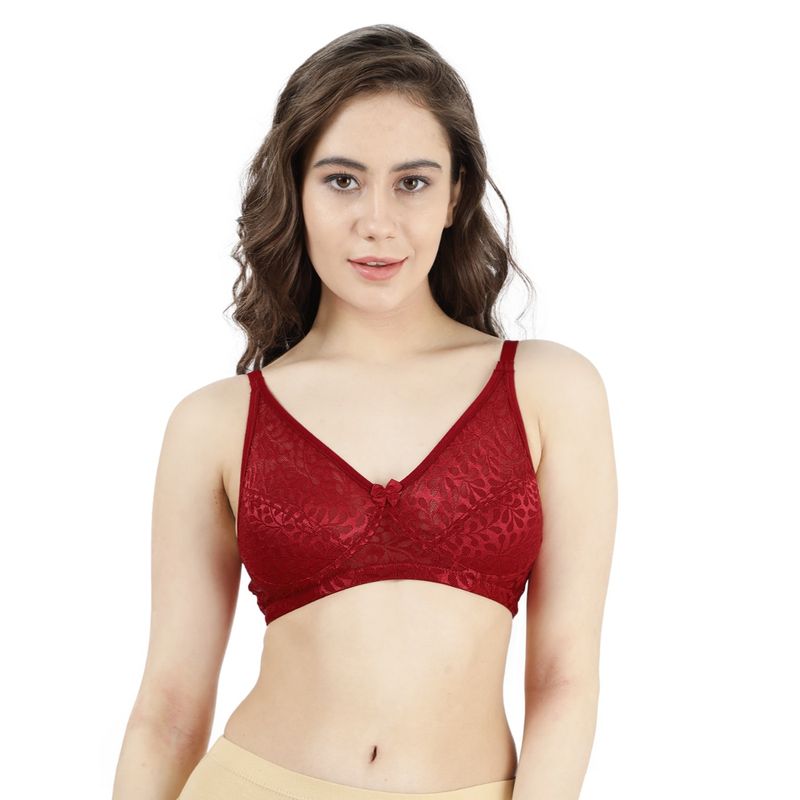 Shyaway Susie Womens Red Dahlia Non Padded Wirefree Lace Bra (32B)
