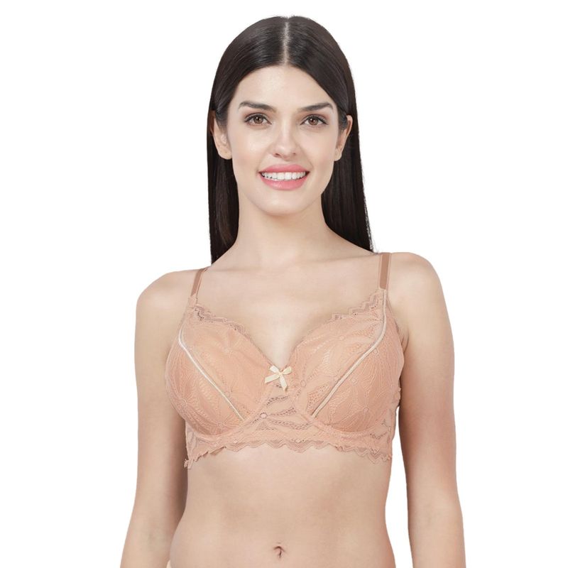 Shyaway Women Apricot Ice Seamed Padded Wired 3/4th Coverage Bra (32B)