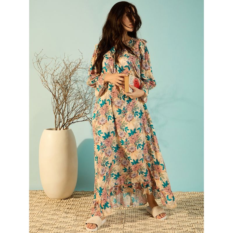 The Kaftan Company Floral Mix Soft Modal Frilled Nightdress (L)