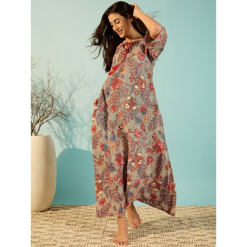 The Kaftan Company Turning Leaves Soft Modal Flowy Nightdress (S)