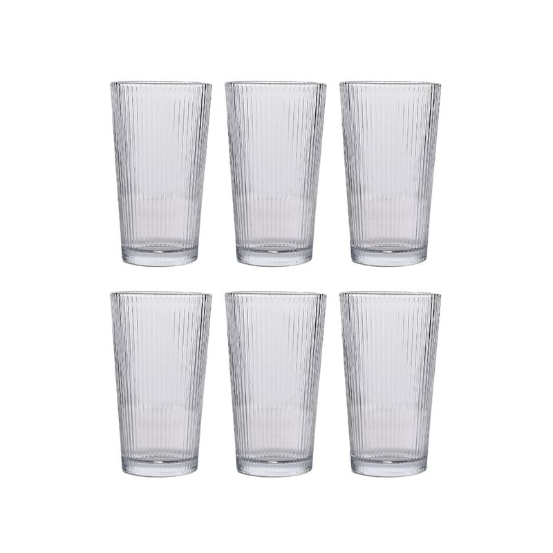 Nestasia Set Of 6 350ml Transparent Fluted Tall Glass Tumblers Buy Nestasia Set Of 6 350ml