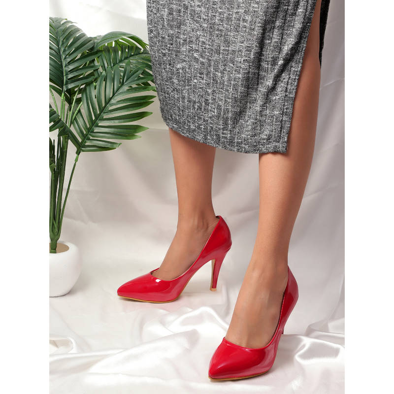 Carlton London Women Solid Red Party Wear Pumps (EURO 40)