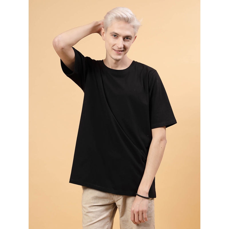 RIGO Men Black Jersey Oversized Printed T-shirt (M)