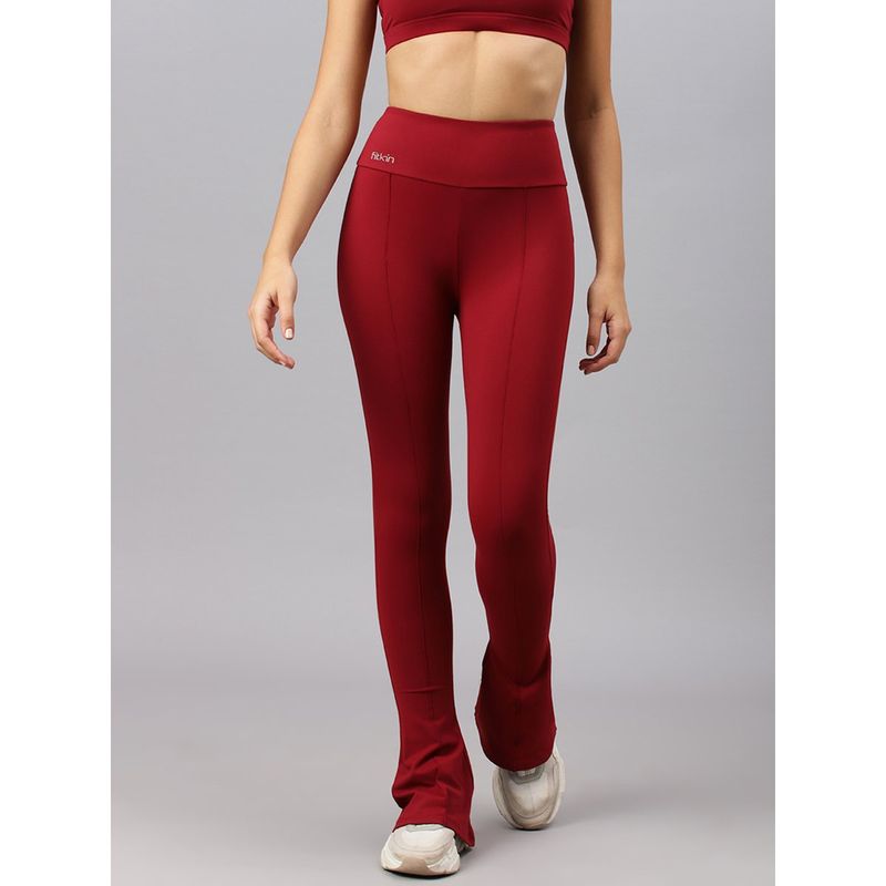 Fitkin Women Maroon Bootcut Trackpant (L)