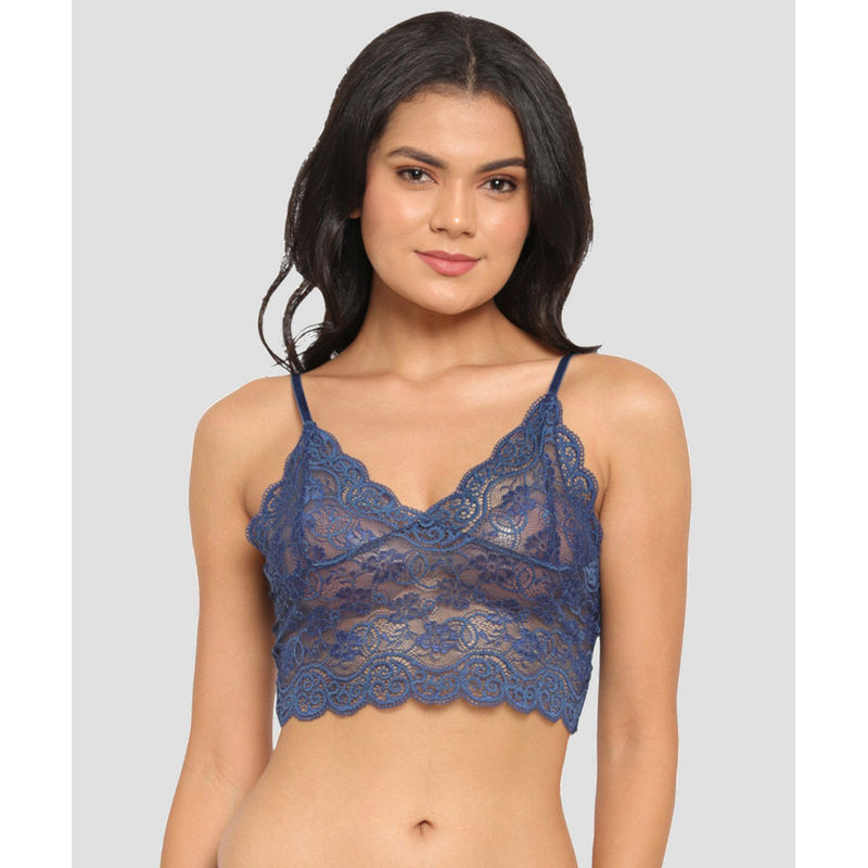 Buy N-Gal Lace Non Padded Bridal Bralettes Bra - Blue Online