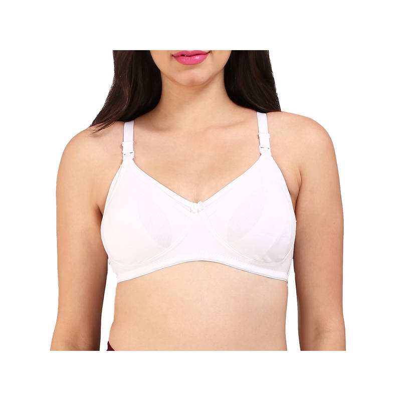 Bralux Womens Non Wired White Maternity Nursing Bra (32B)