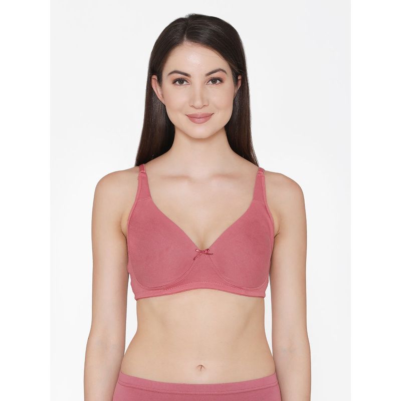 Clovia Cotton Rich Solid Non-Padded Full Cup Wire Free T-shirt Bra - Dark Pink (36D)