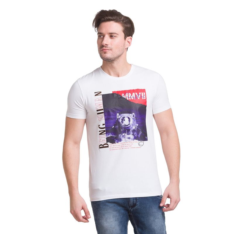 Being Human Men Graphic White T-Shirt (S)