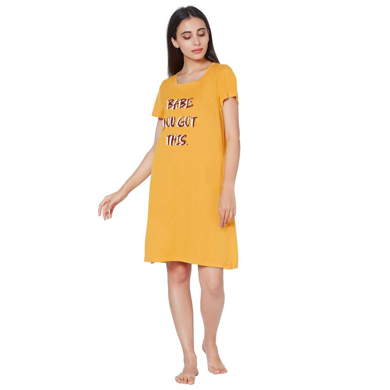 SOIE Womens Super-soft Cotton Modal Sleep Shirt - Yellow (S)(S)