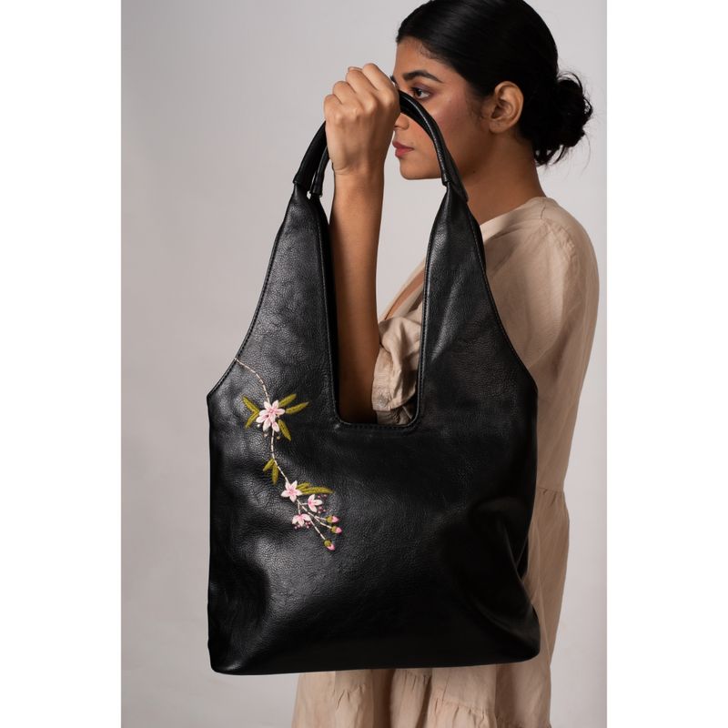 CANVAS BAG LILIES 03_BLACK
