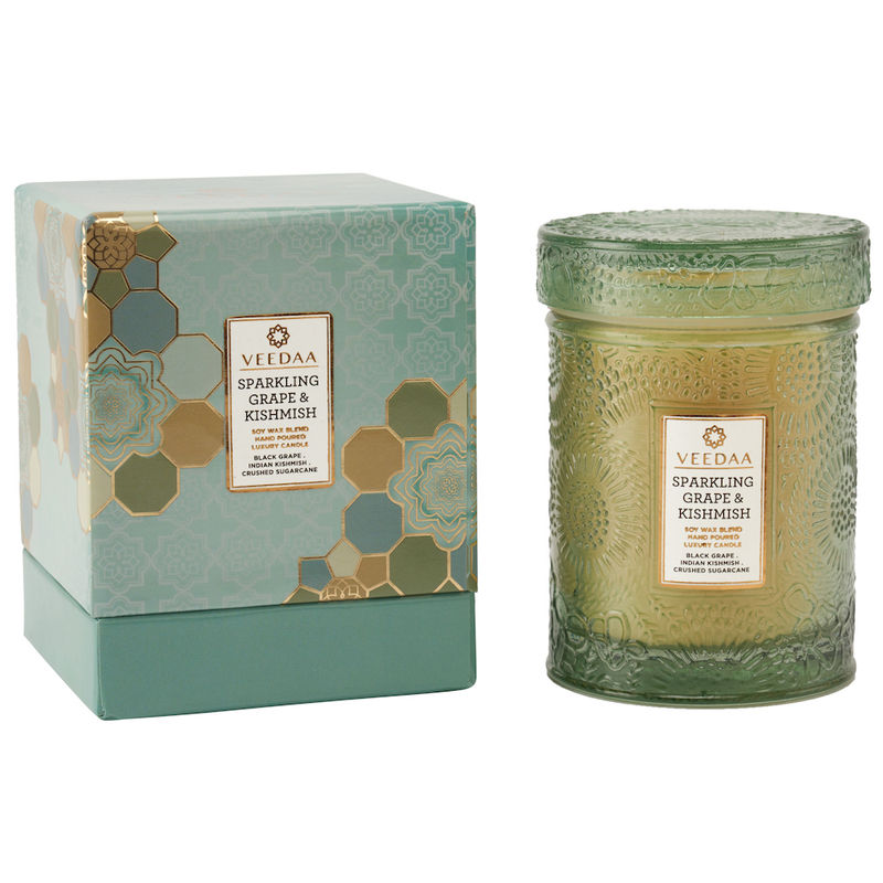 Buy Veedaa Candles Sparkling Grape & Kishmish Mandala Glass Scented